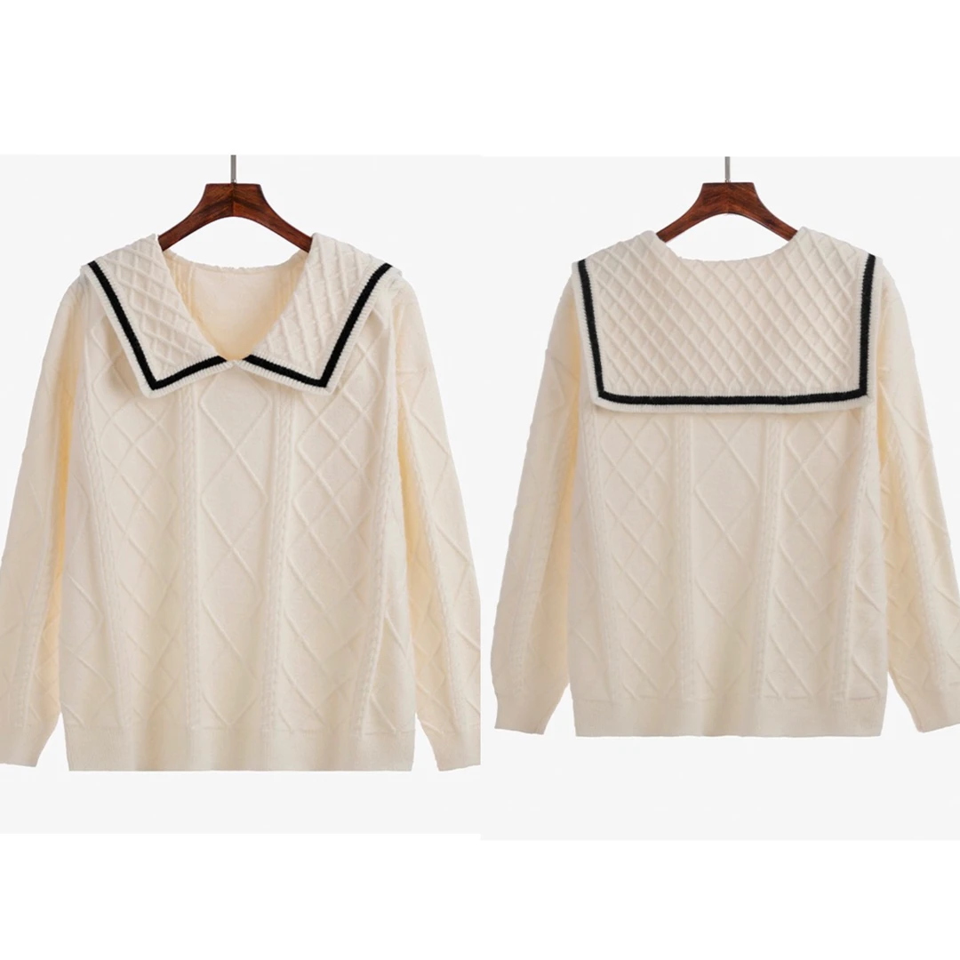 孕妇海军领套头毛衣秋冬款软糯宽松针织衫潮妈