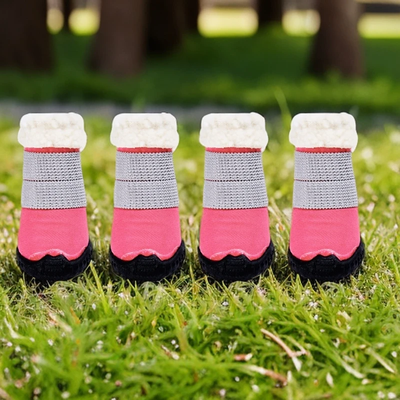 小型犬宠物狗鞋冬季加绒保暖防水泰迪比熊雪纳瑞鞋