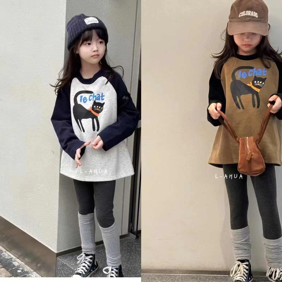 【豪宝贝】2024FW新品拼色小猫加绒卫衣L367