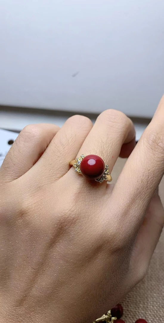 含辰砂工艺品朱砂戒指586