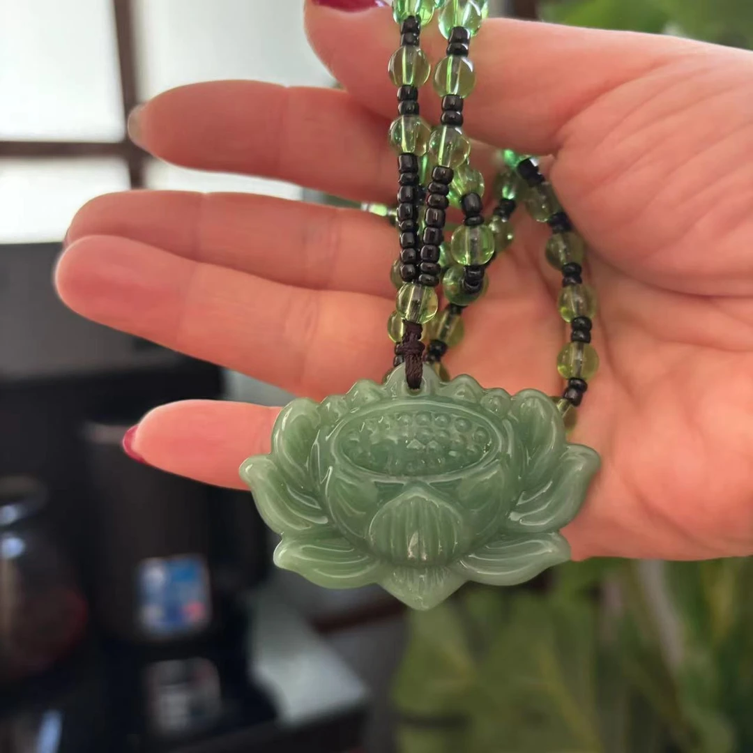 非金属玻璃吊坠 莲花吊坠毛衣链颈饰