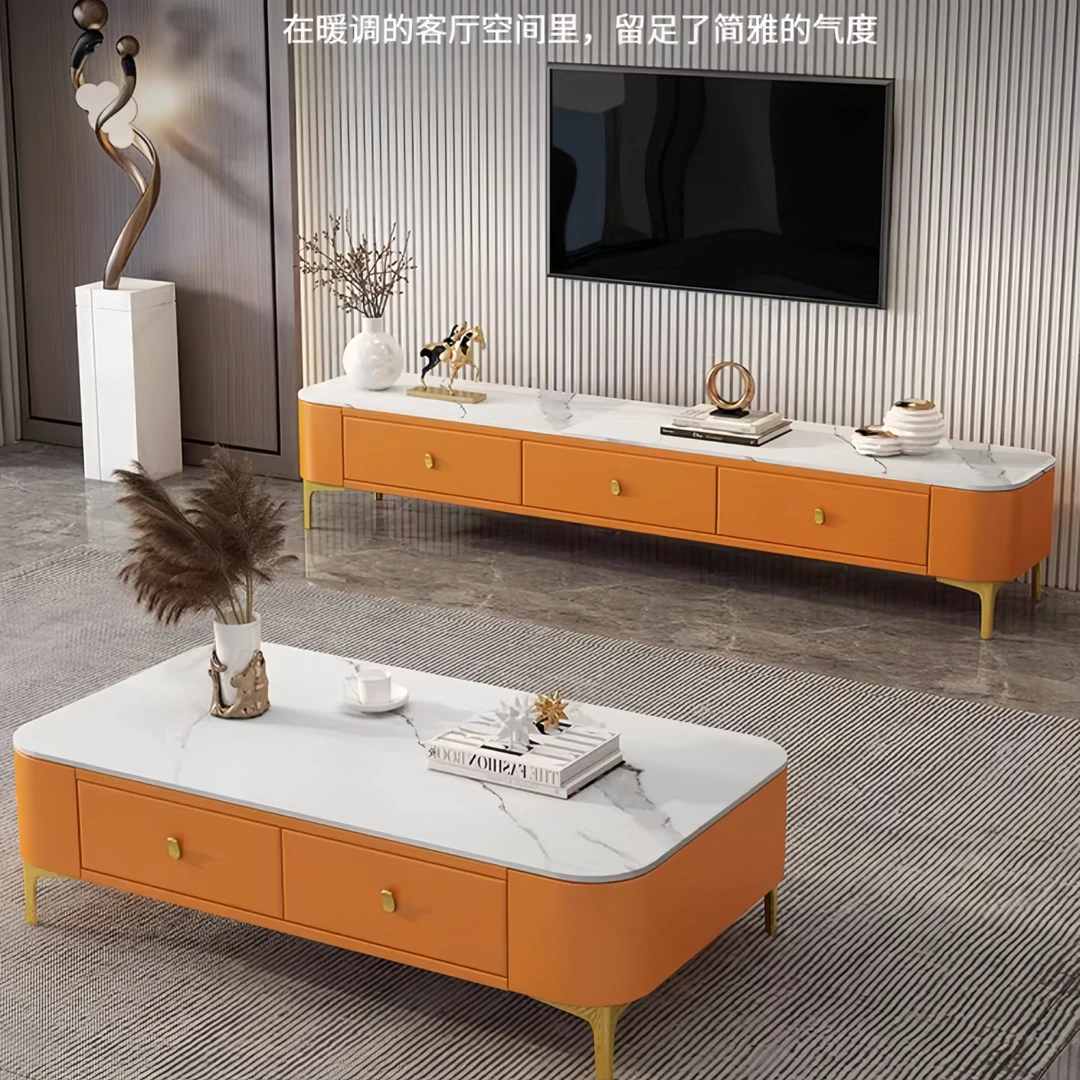 电视柜茶几组合现代简约轻奢客厅软包地柜小户型家用意式电视机柜