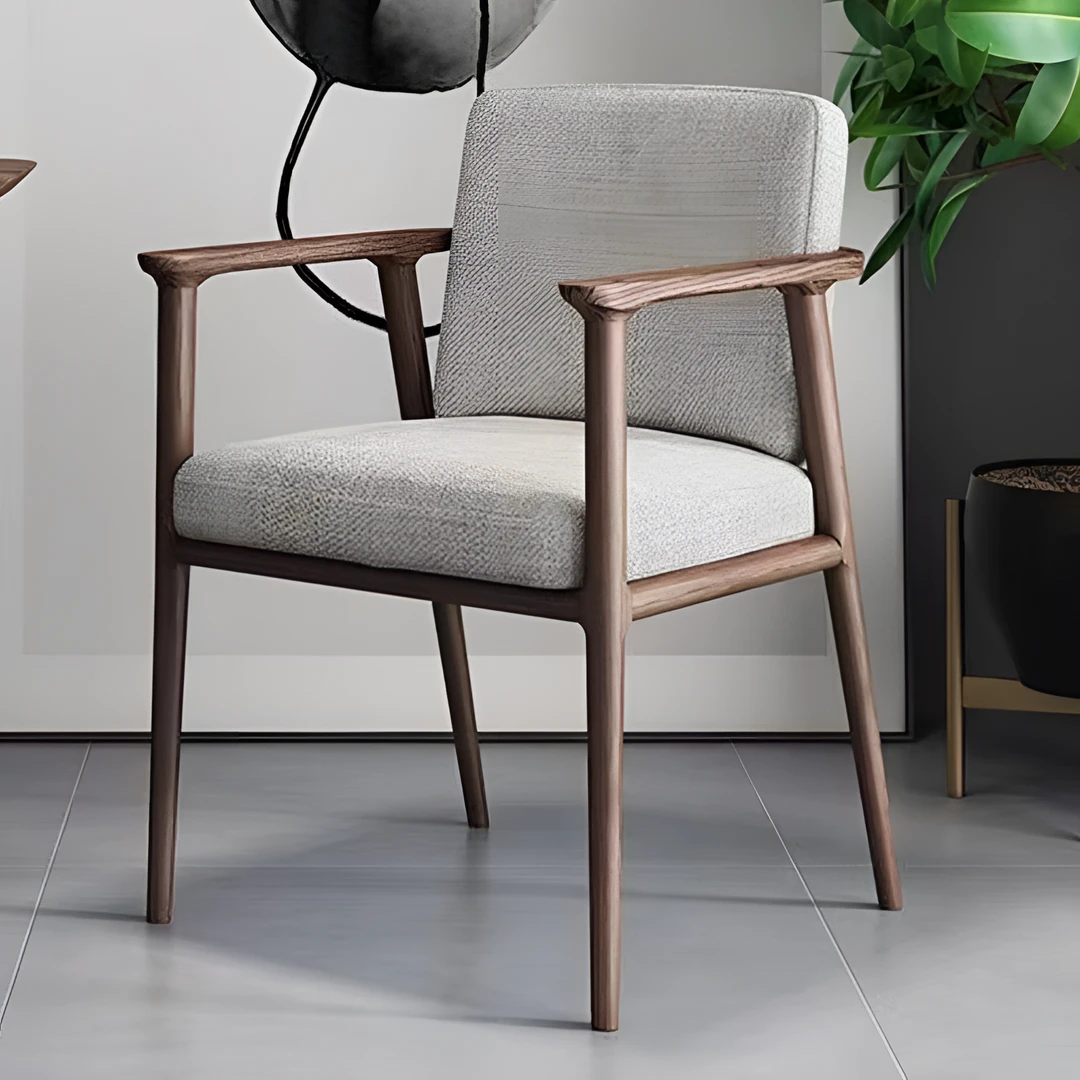 北欧实木茶椅靠背餐椅简约家用休闲椅麻将椅单人新中式办公椅凳子