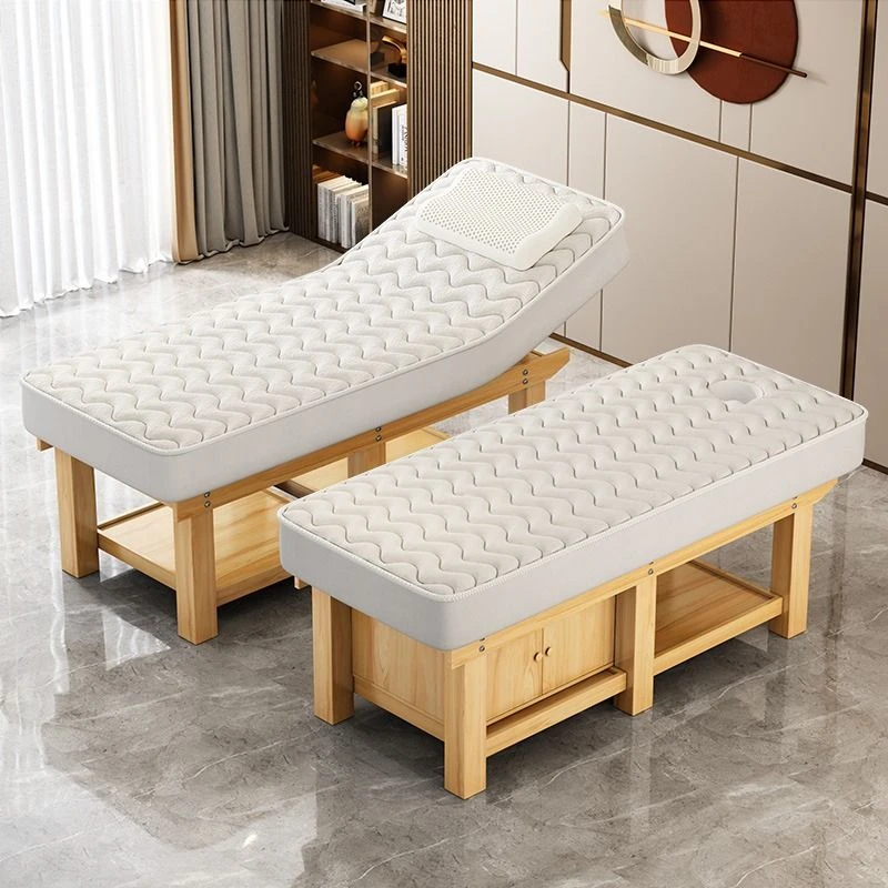 加固实木乳胶美容床 美容院专用按摩推拿理疗采耳纹绣美体床带柜