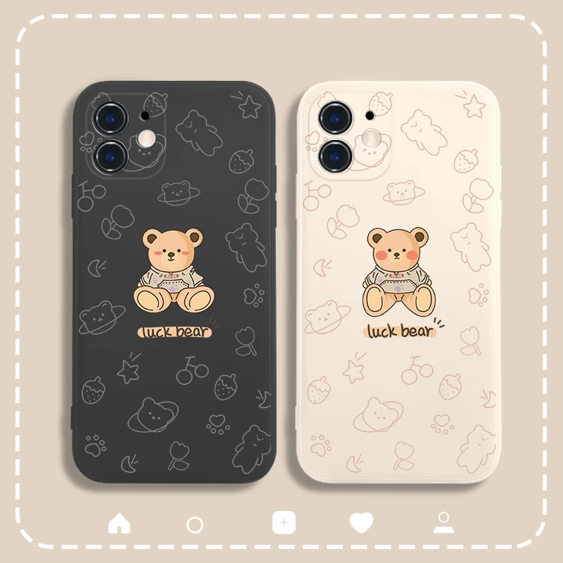 小熊适用苹果12手机壳iphone13promax新款11卡通xs简约xr硅胶mini