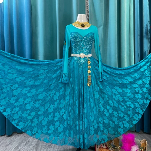 新款舞台百搭大摆民族风连衣裙