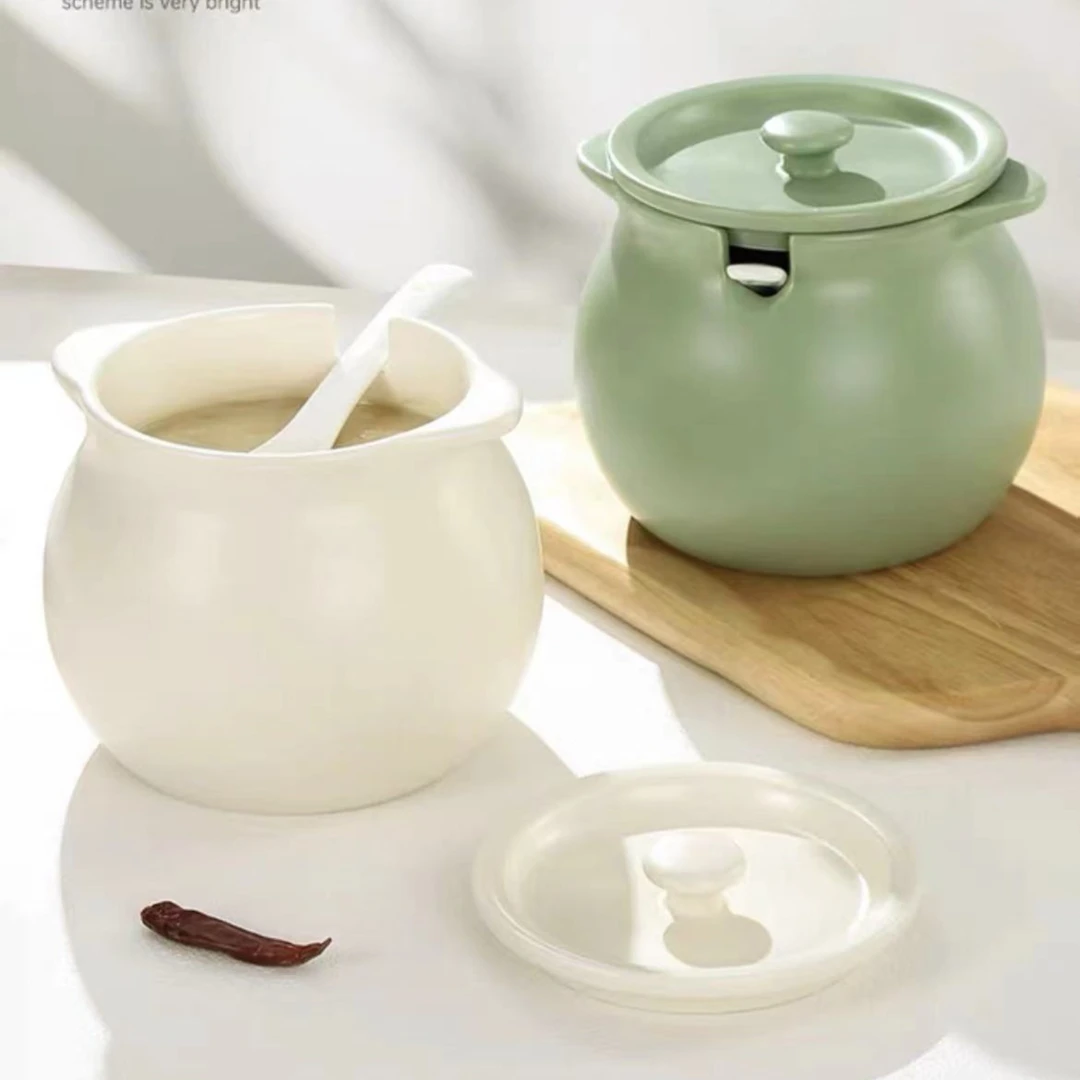 利利家耐高温陶瓷猪油罐辣椒罐勺盖家用带盖微瑕清库存