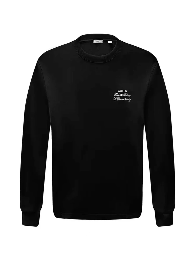 Dite迪特男士秋冬印花长袖圆领卫衣时尚休闲运动上衣黑色经典款