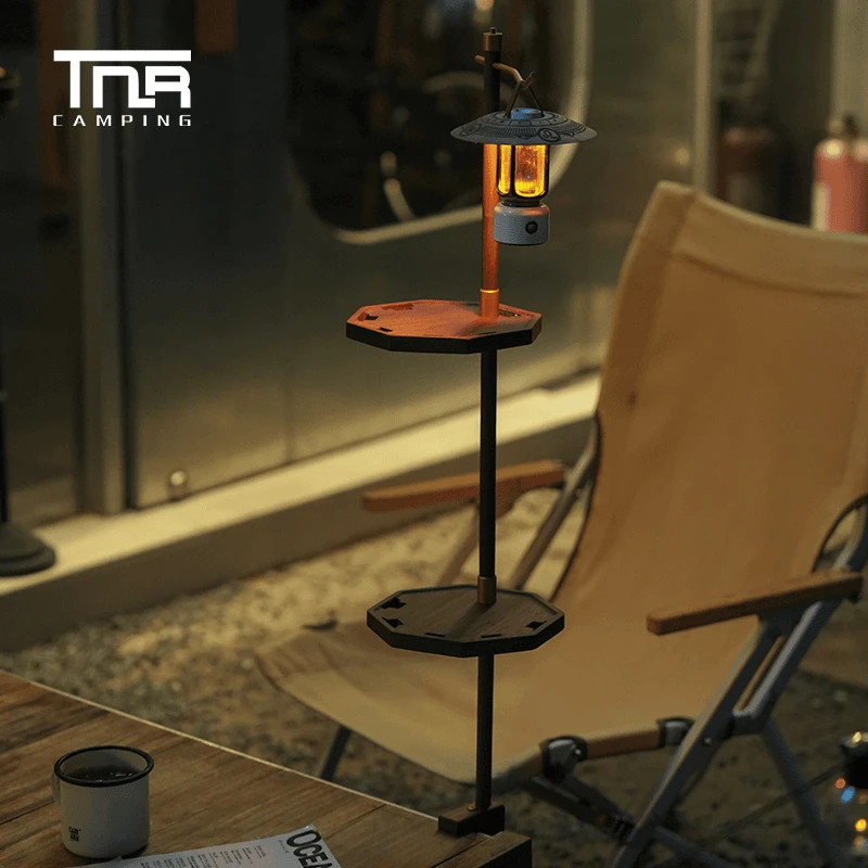 TNR户外露营复古一号灯装饰支架便携多功能实木户外照明氛围灯架