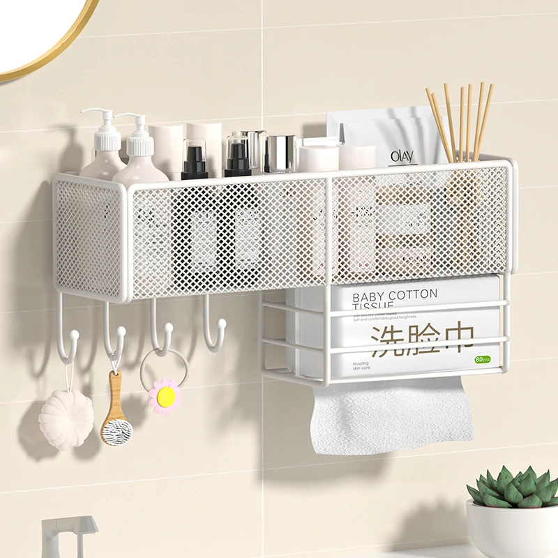 卫生间置物架浴室架子洗手间厕所墙上免打孔洗漱台收纳架墙壁挂篮