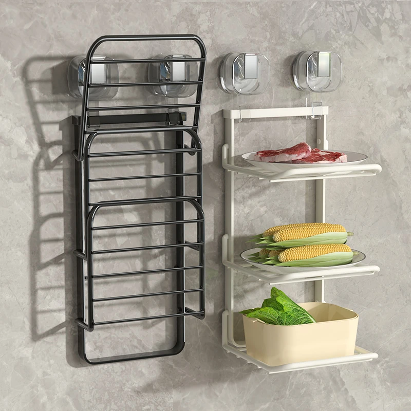吸盘备菜架多功能多层果蔬备菜神器壁挂置物架厨房专用可折叠架子