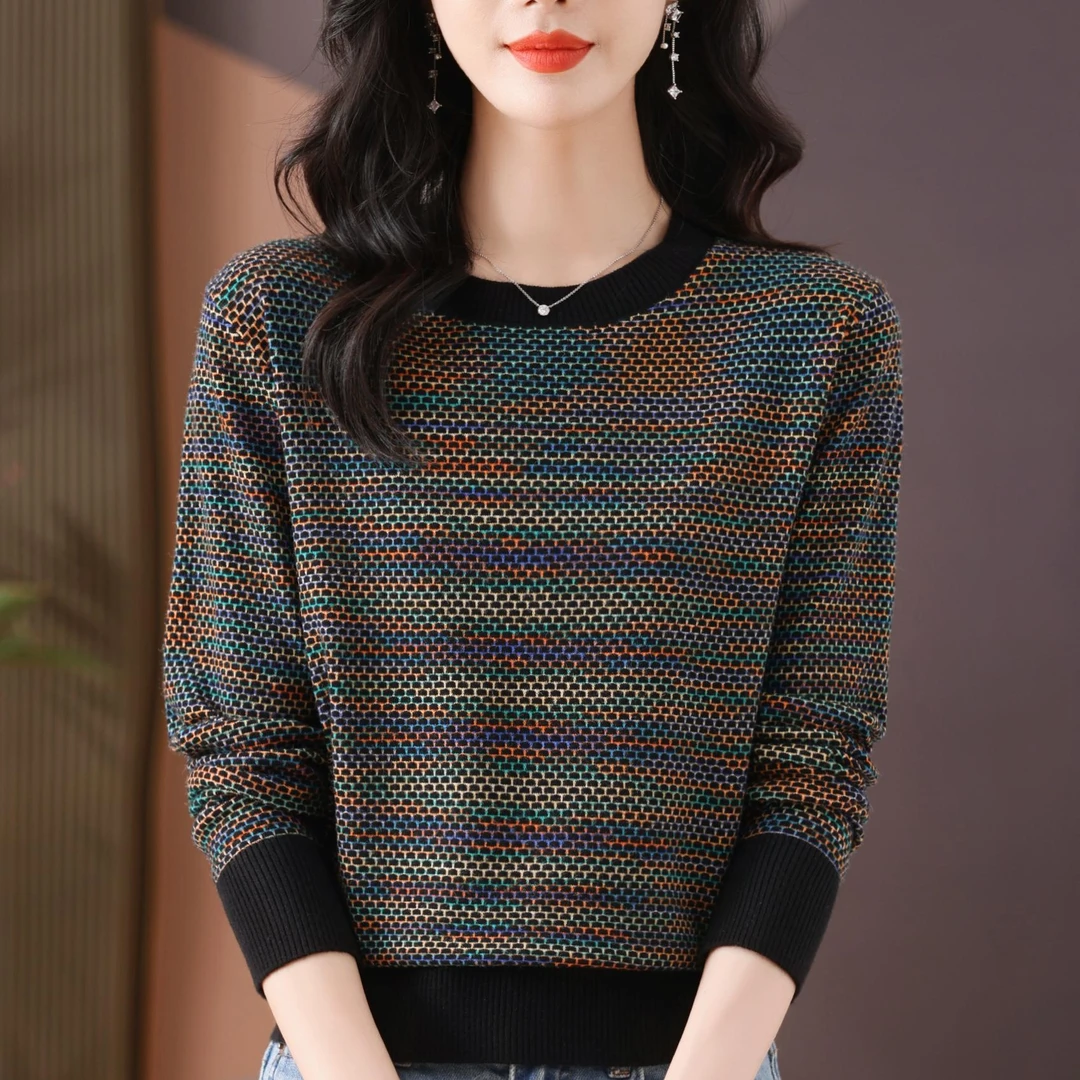 羊绒衫针织春秋新款中年妈妈装薄款女士洋气羊毛衫毛衣