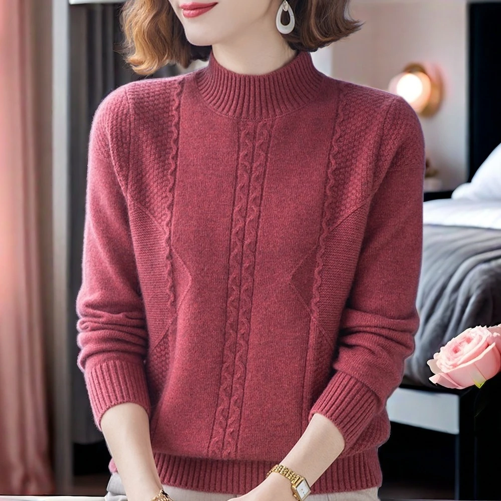 羊绒衫毛衣女2025秋冬爆款洋气秋冬女士妈妈半高领上衣