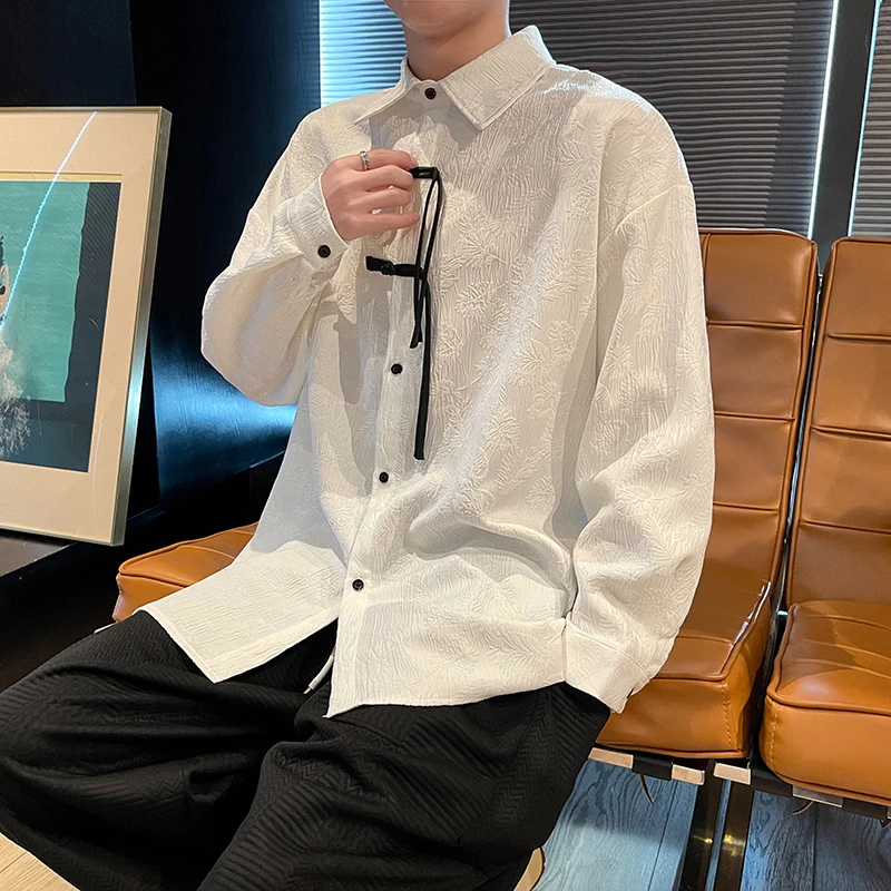 中国风风衣提花衬衫居士汉服男春秋新中式民国风大码中山唐装外套