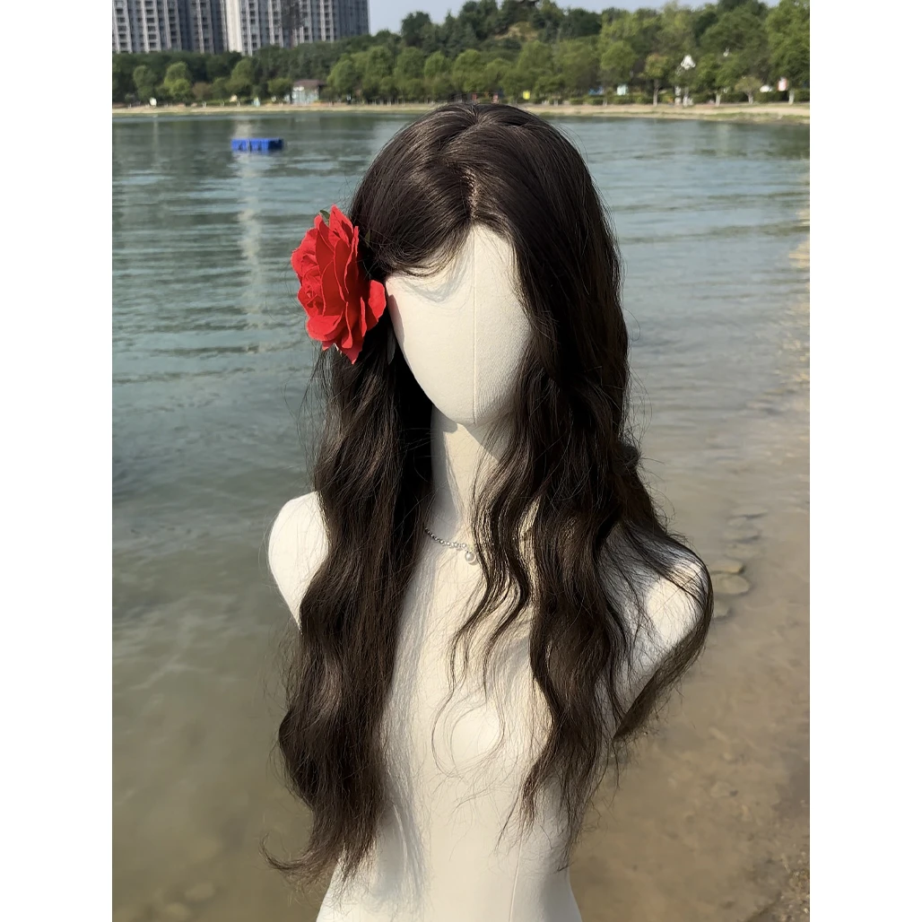 假发女长发全头套仿真发全真人发时尚减龄水波纹蛋蛋卷中分假发套