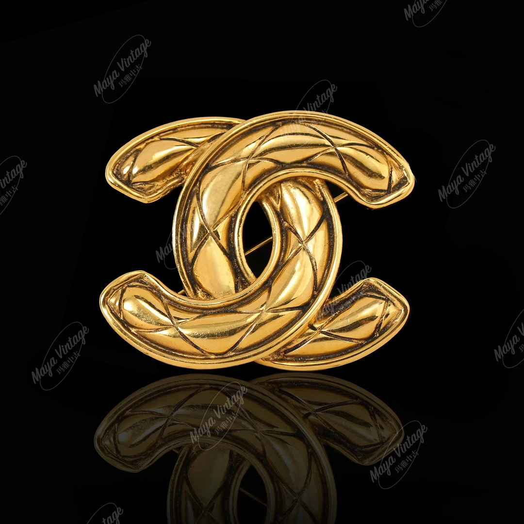 95新 Chanel/香奈儿 中古素金小鸟胸针/E43100