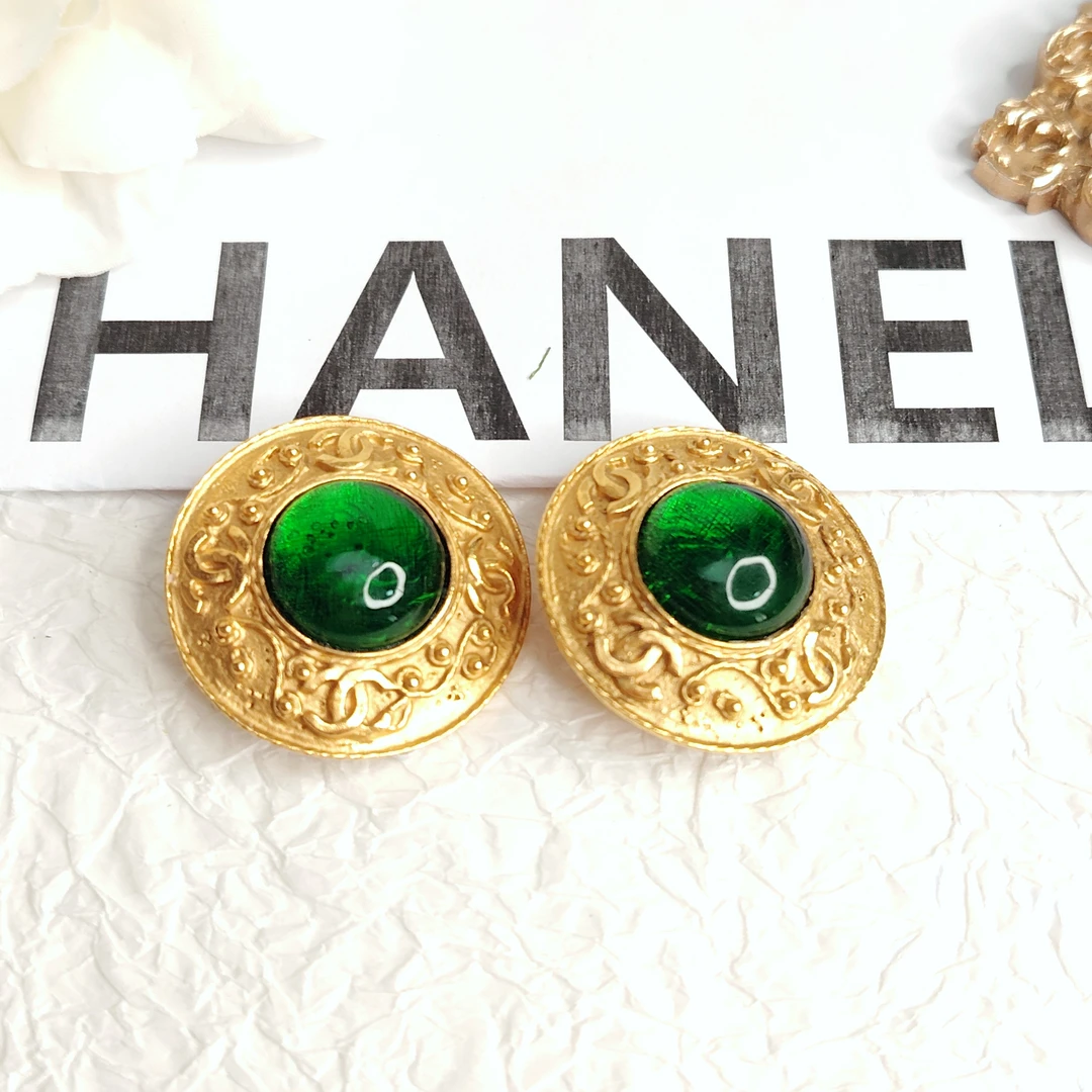 95新 Chanel/香奈儿 中古葡萄藤双C耳夹/M47118