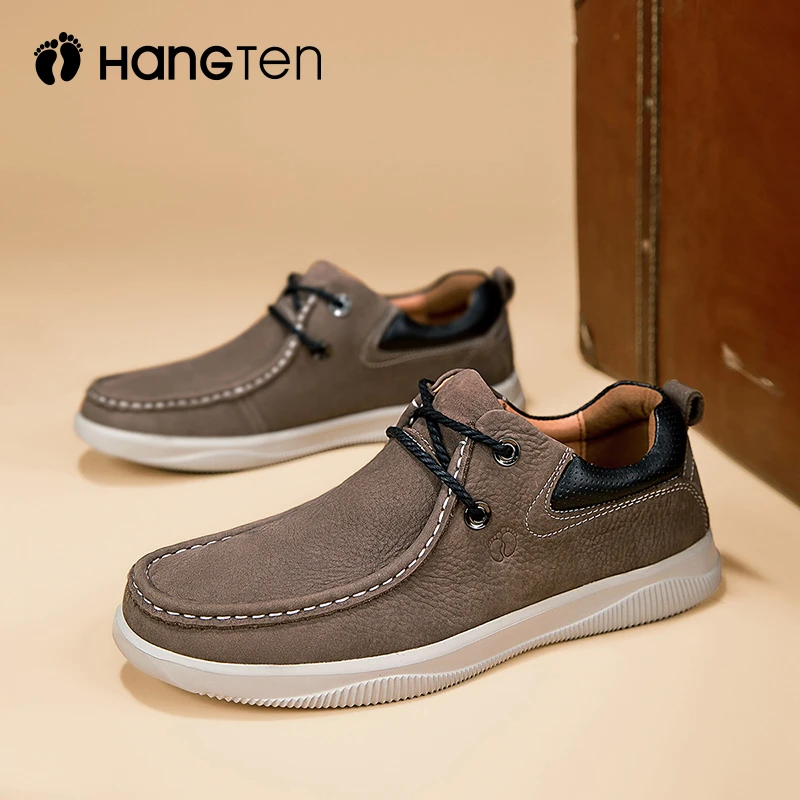 HANGTEN 欢腾真皮男鞋冬季新款舒适休闲鞋子轻便板鞋软底时尚皮鞋