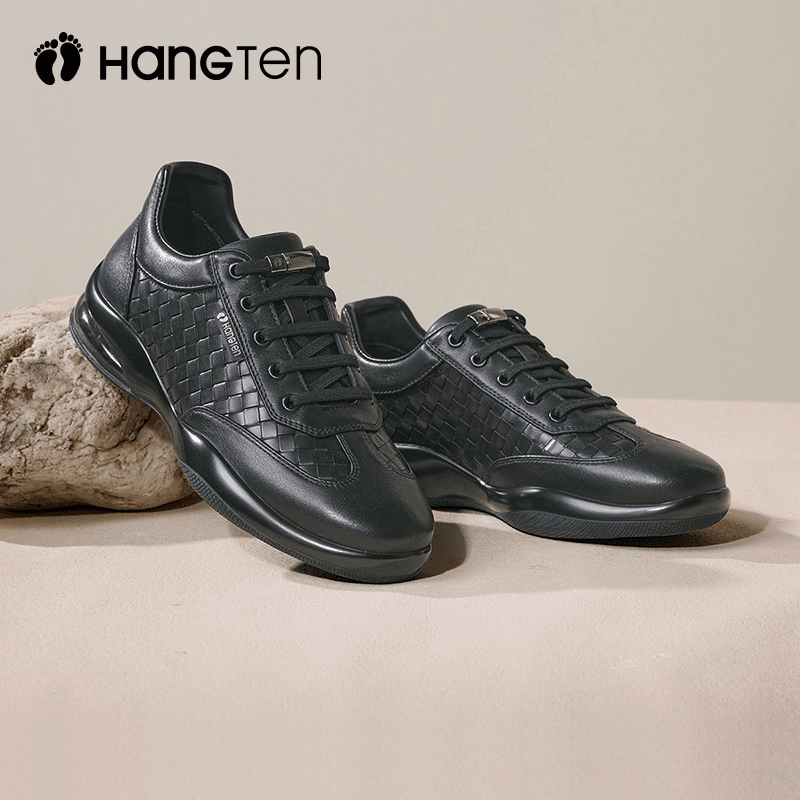 HANGTEN 欢腾真皮男鞋2023冬季软底旅游鞋百搭运动休闲鞋男士轻便