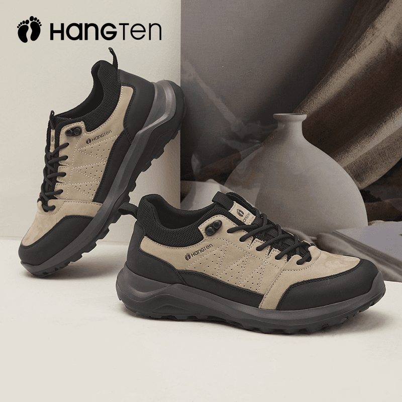 HANGTEN 舒适运动鞋2023冬季真皮男鞋轻便旅游鞋户外时尚休闲鞋男