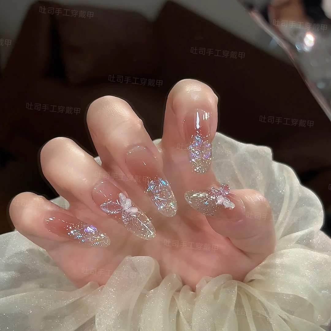 温精灵-冰蝶 穿戴甲纯手工美甲贴片T 10片