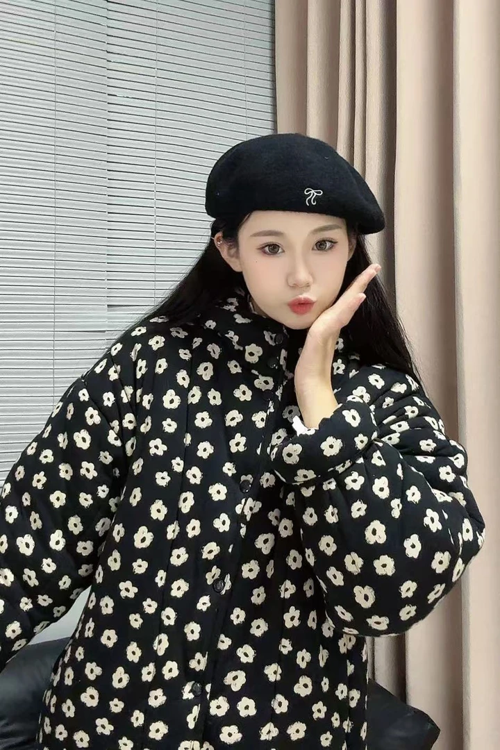 博爱新疆棉家居服工厂店【咖色小花】中长家居服