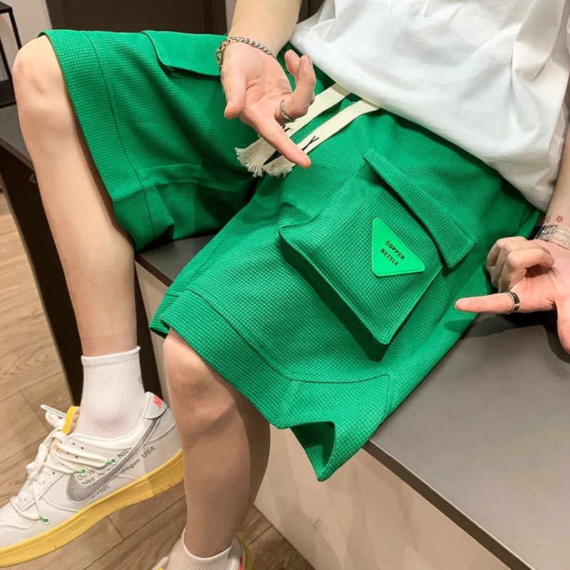 夏季潮牌时尚大码百搭男士休闲短裤情侣宽松运动美式直筒五分裤男