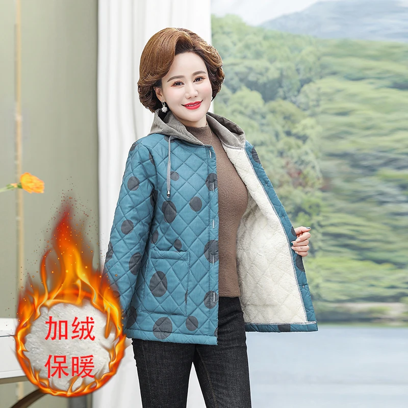 大码秋冬装棉衣中年棉服2023新款加绒妈妈装中老年人女装保暖外套