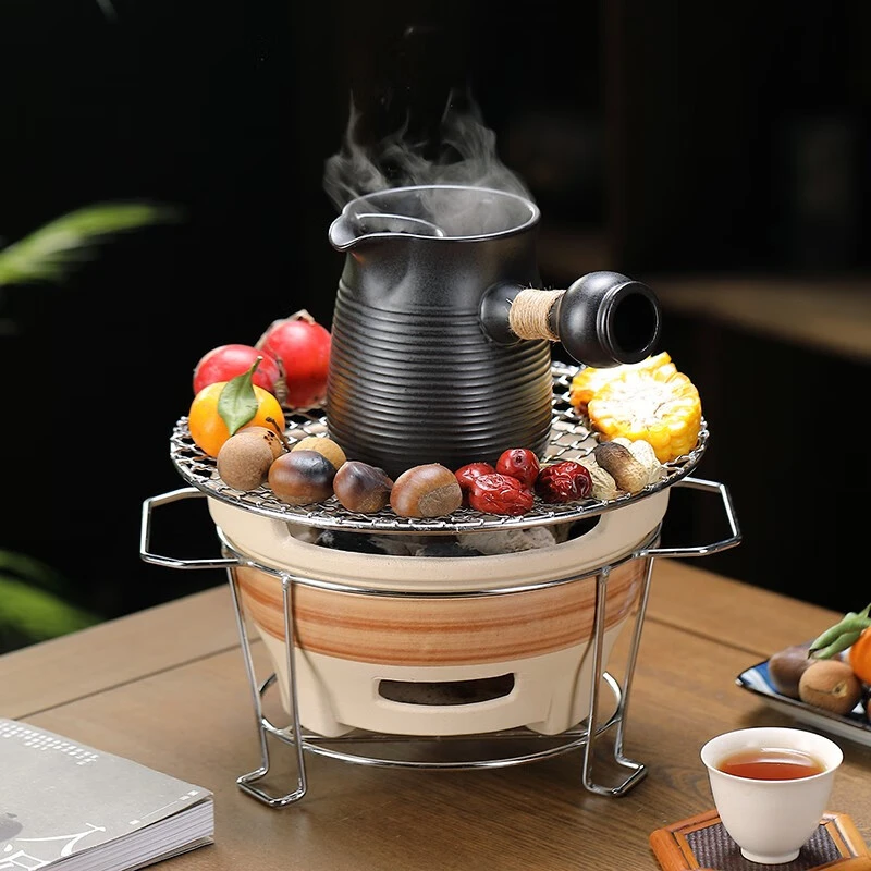 围炉煮茶家用煮茶炉电陶炉煮茶器罐罐茶陶壶户外碳炉煮茶壶烤茶罐