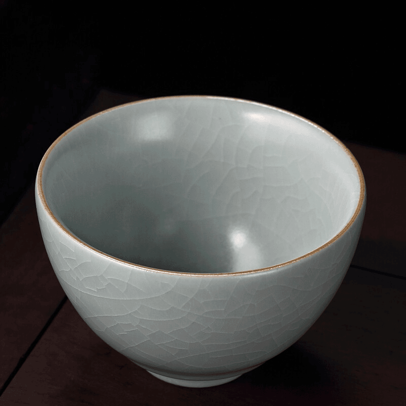 丰子汝窑冰裂纹茶杯品茗杯大号家用主人杯可养开片高档陶瓷个人杯