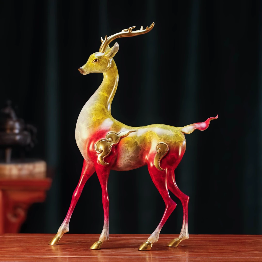 纯铜摆件鹿王本生的九色鹿新中式乔迁家居客厅卧室摆设礼品
