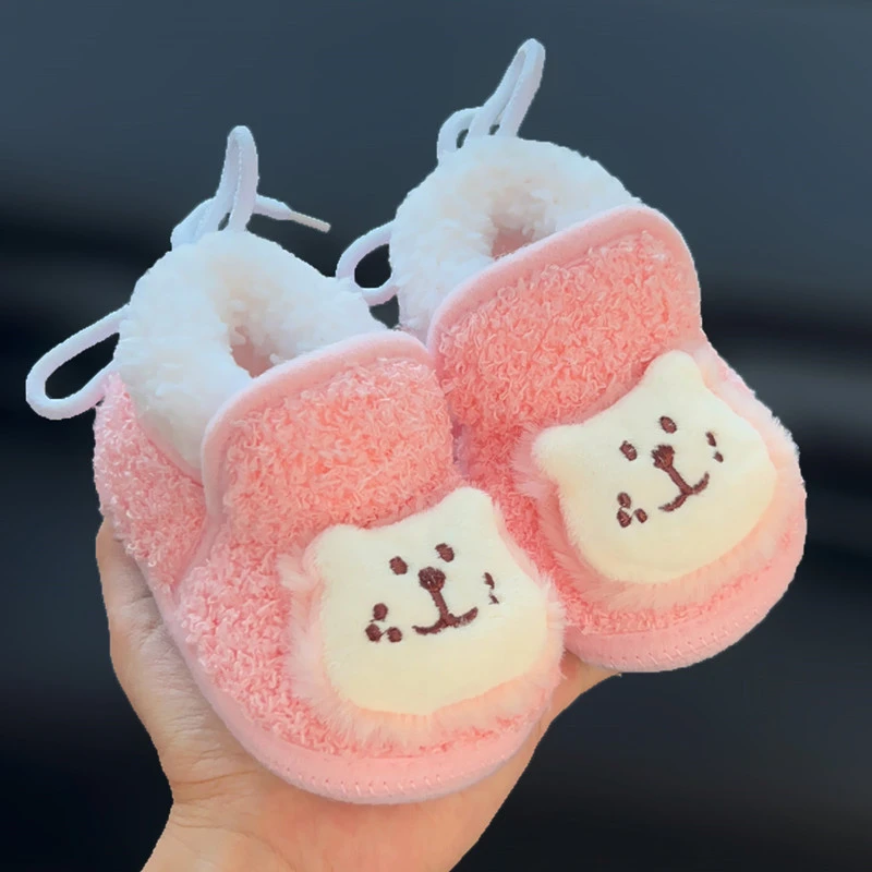 秋冬宝宝保暖棉鞋加绒加厚学步鞋新生婴儿棉靴可爱0-1岁软底步前2