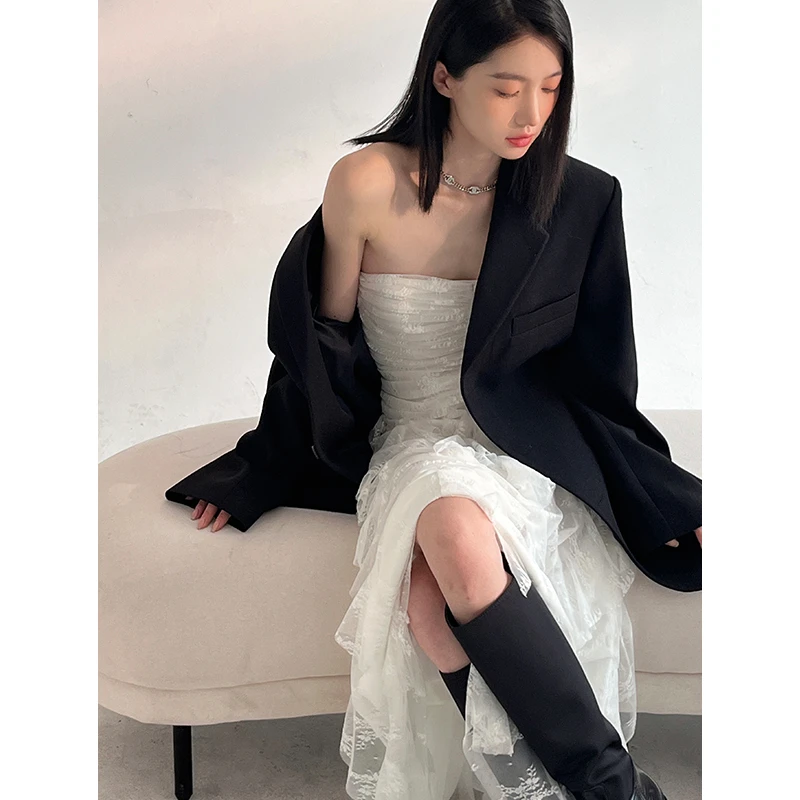 cunblvd常存 气质oni黑色经典宽松廓形西装百搭白色春夏西服外套