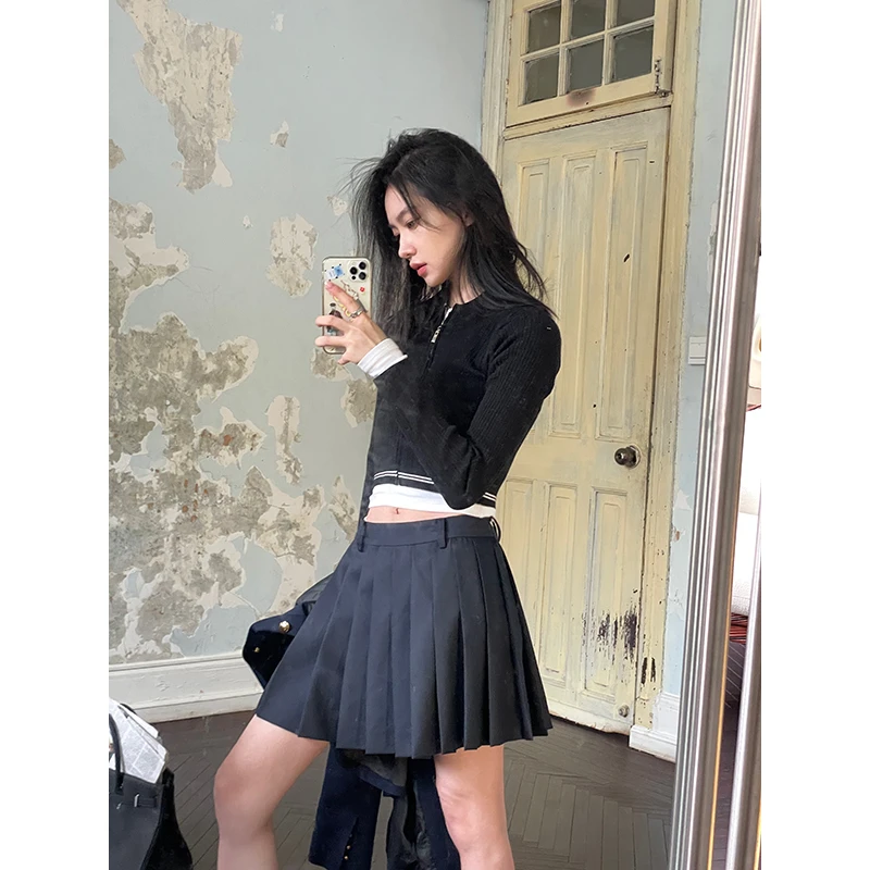 cunblvd常存 高冷学姐 纸片人简约复古上衣 显瘦通勤百搭针织开衫