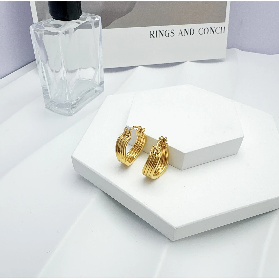 [抖音质检 现货]5D黄金精致网红明星同款水波纹耳环耳扣足金999