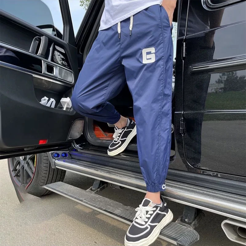 夏季休闲韩版运动潮流小脚裤休闲裤薄款九分速干宽松裤子弹力百搭