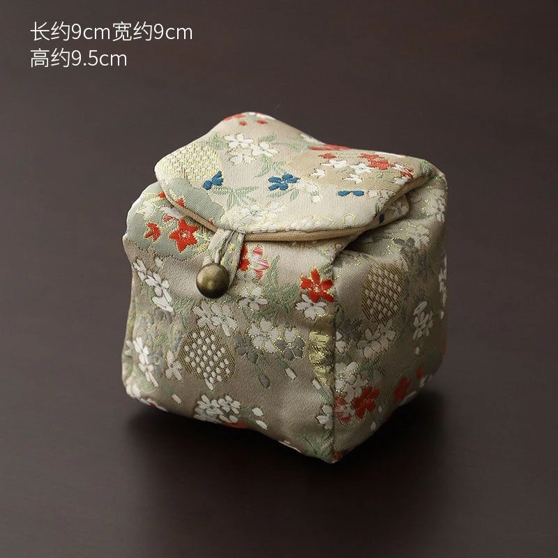 中式刺绣布袋子茶杯茶壶布袋锦袋防烫户外高档茶事包主人杯收纳袋