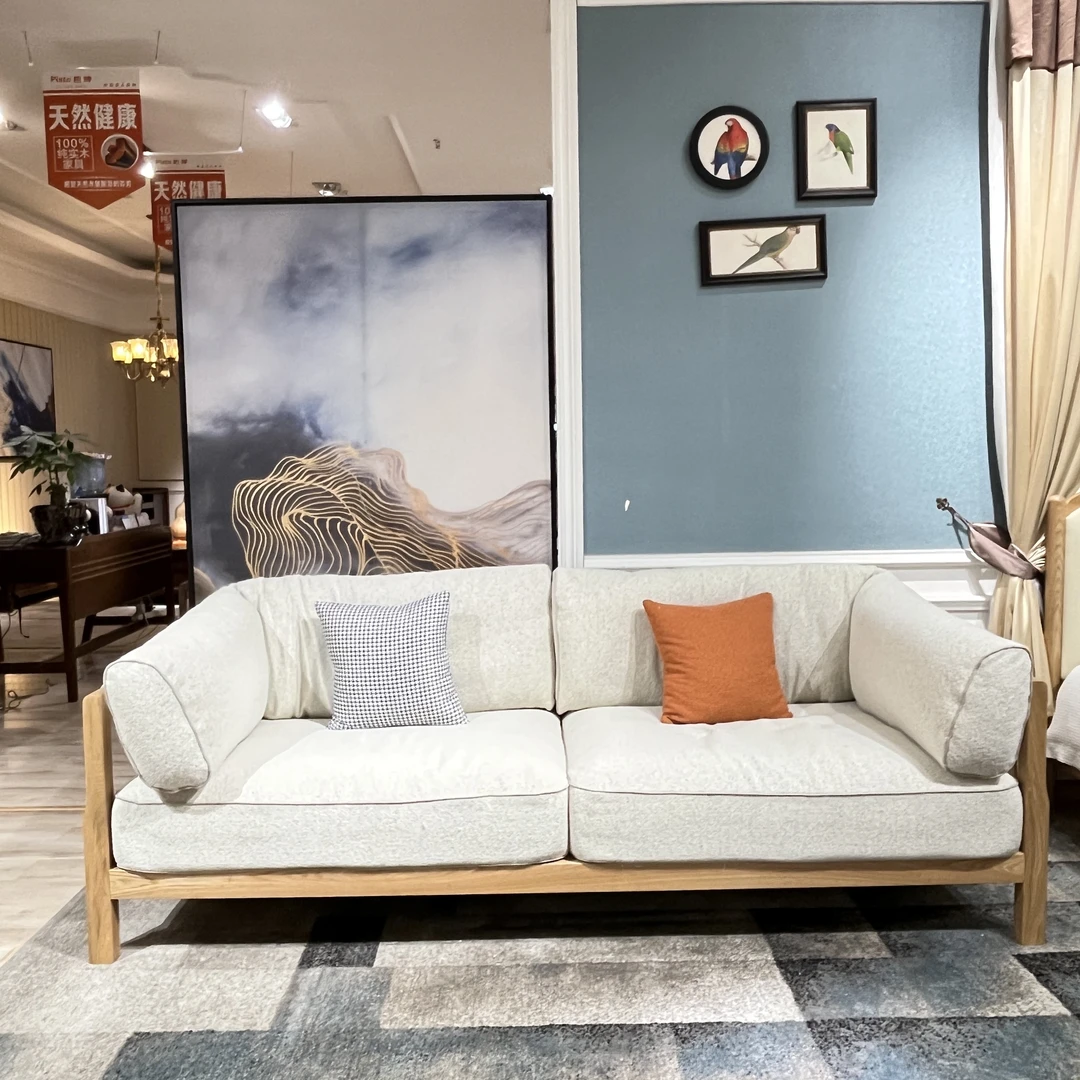 橡木原木风格小户型奶油风格直排布艺客厅简约经济型