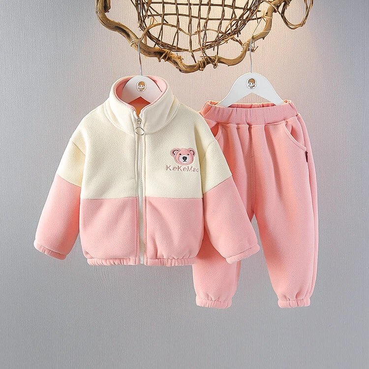 l2055女童秋冬装套装新款洋气女宝宝加绒卫衣裤子装冬季儿童衣服