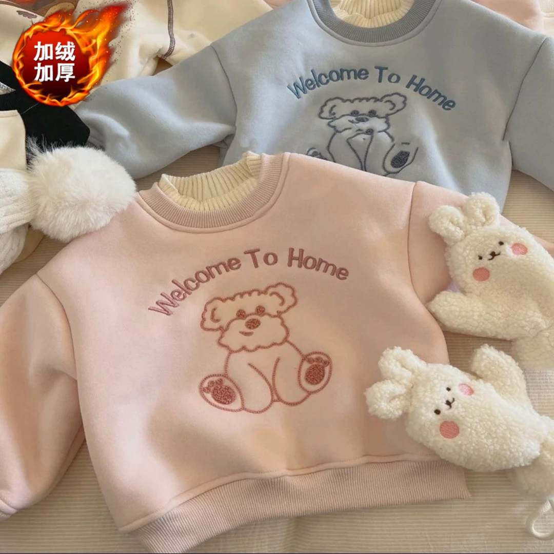 27010-儿童秋冬加绒卫衣男女儿童圆领上衣潮童经典百搭时尚洋气