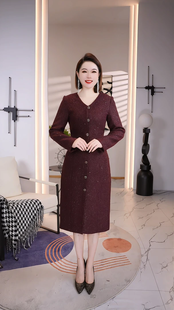 【深圳南油薇姐】K高端大码原创遮肉显瘦连衣裙  K205