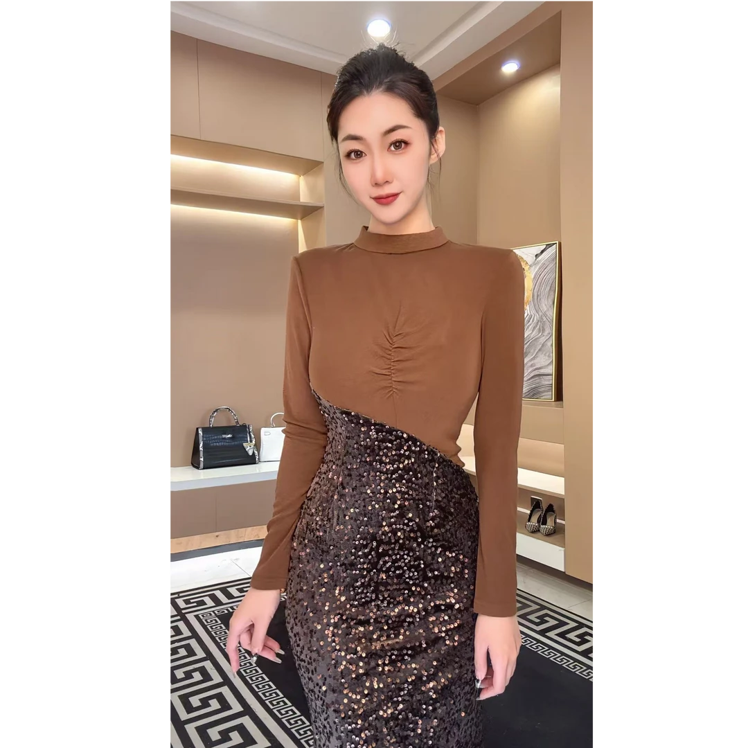 修身显瘦气质拼接百搭高级感连衣裙45022