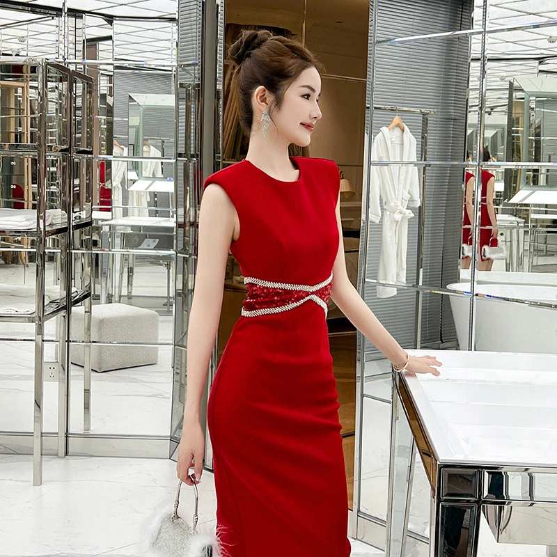 设计师新款时尚高级感拼接显瘦气质包臀连衣裙50103