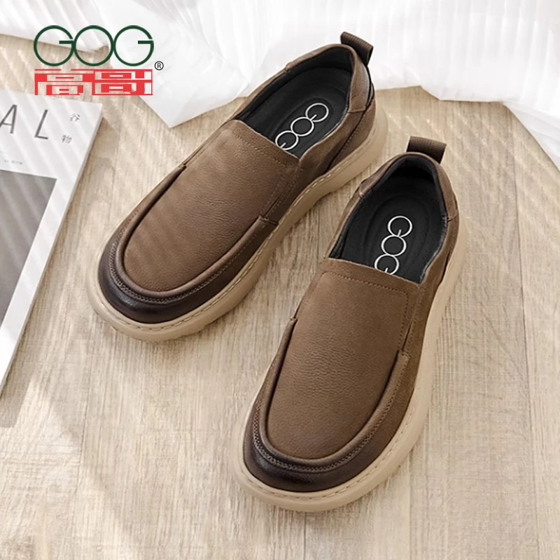 【增高藏鞋底】高哥增高鞋休闲皮鞋男士百搭软底复古内增高男鞋秋季