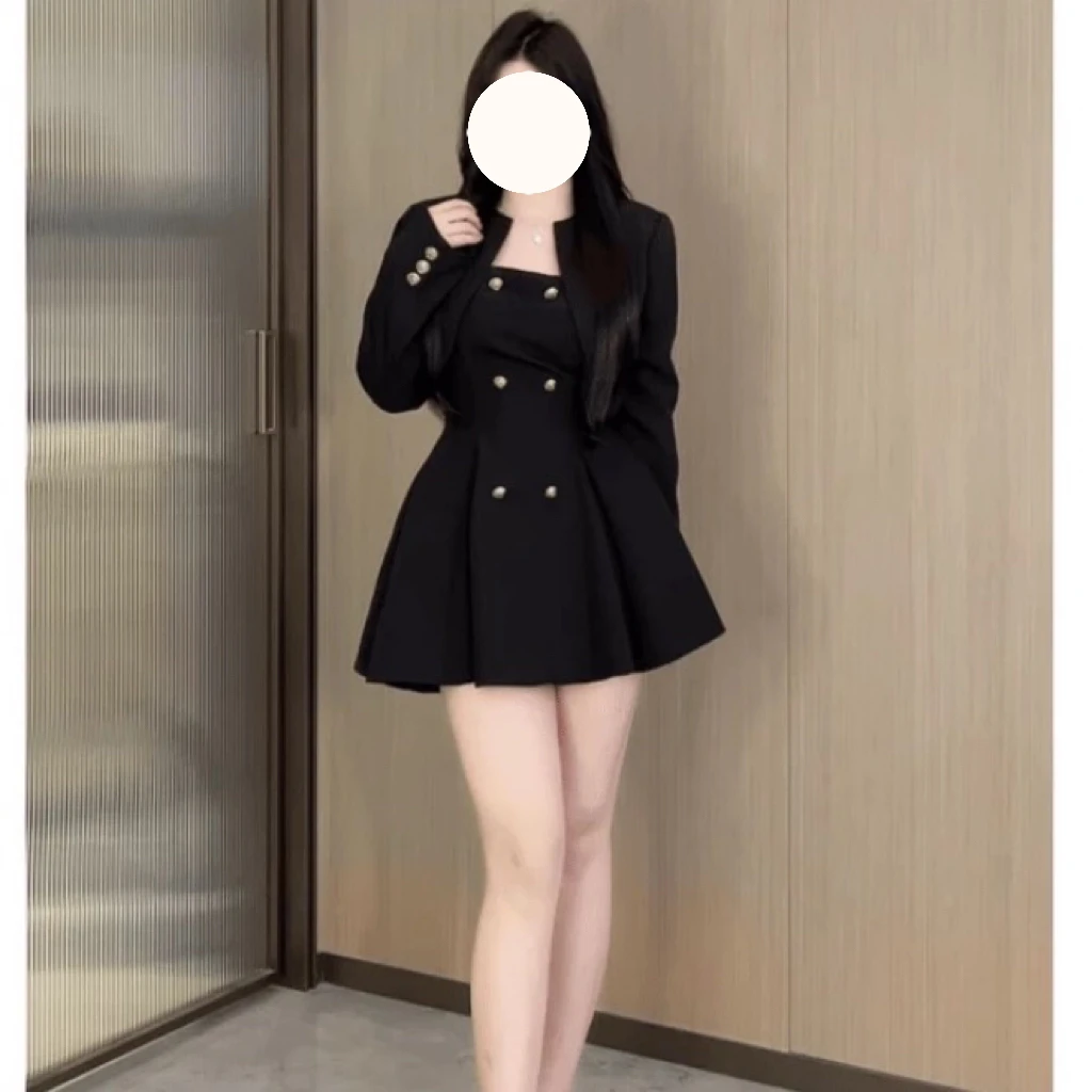 早秋御姐风长短裙两件套