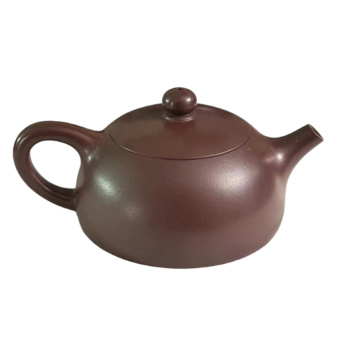 宜兴紫砂原矿紫泥名家手工国工谈有庆半月150cc纯手工