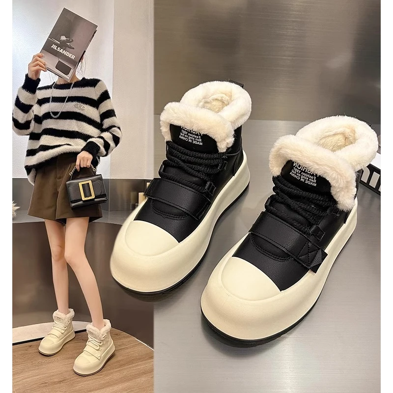 F05潮品雪地靴女冬季加绒加厚学生高帮运动短靴厚底软底防滑东北