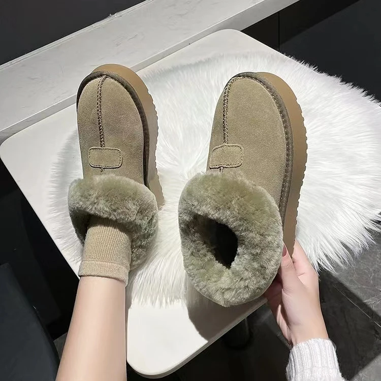 雪地靴雪地棉厚底时尚百搭真皮加绒短靴冬季9901