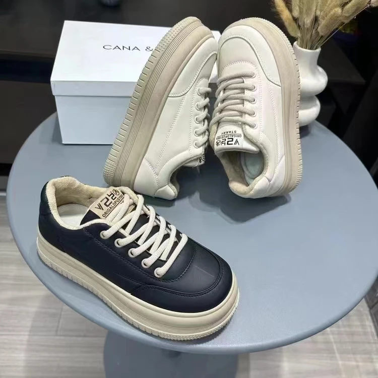 G571女鞋时尚百搭加绒板鞋鞋厚底饼干鞋小白鞋潮流低帮韩版高帮