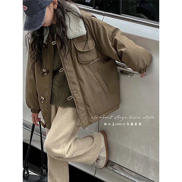 k25085韩国童装女童冬装棉衣外套秋冬款洋气女大童儿童加厚棉服袄